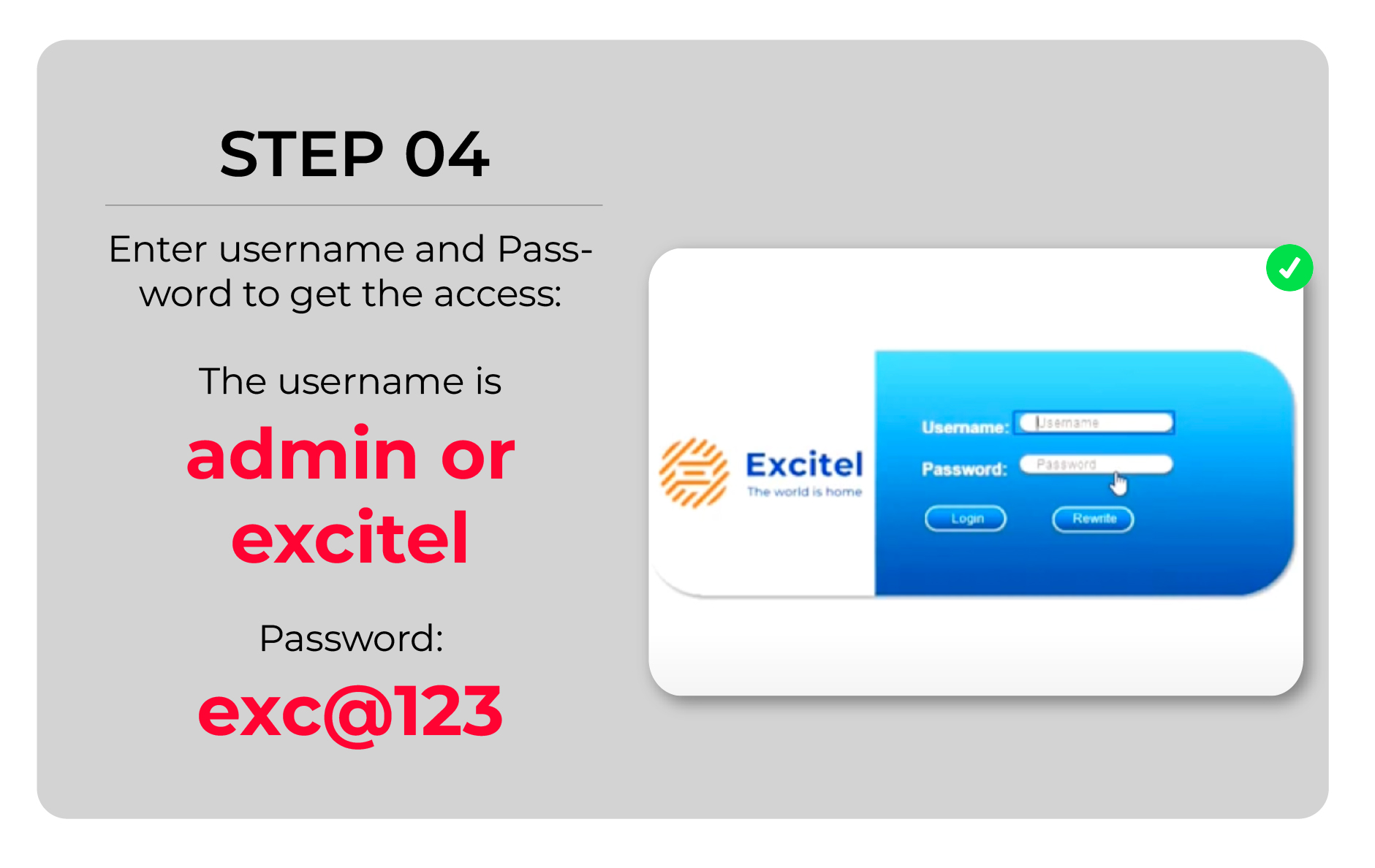 Default Admin Password of ExcitelAdmin Portal