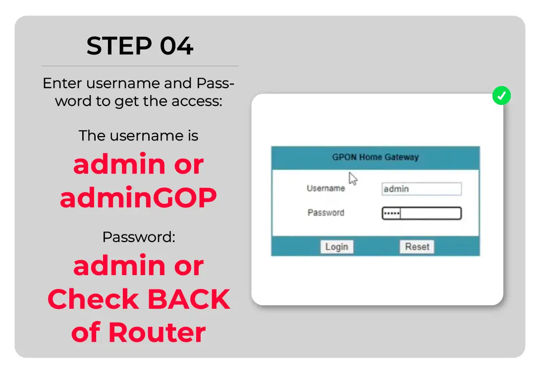 Default Admin Password of GPON Home Gateway Portal