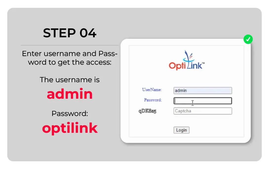 Default IP Address of Optilink Router