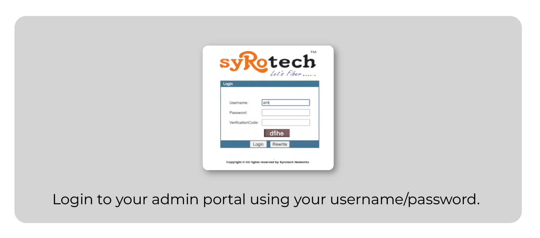 Login to Syrotech Admin portal to change wifi password