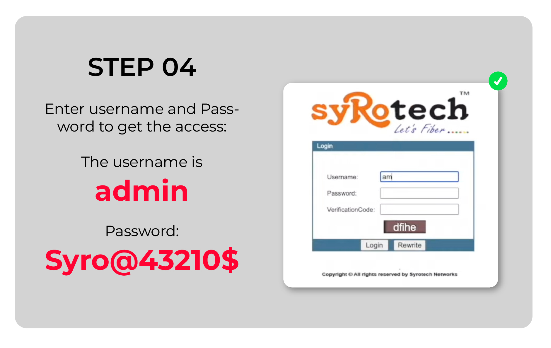 Default Admin Password of Syrotech Admin Portal