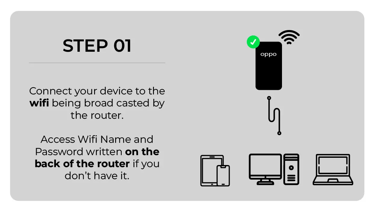 Steps to access OPPO Wifi Router. Connect to wifi.